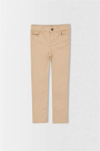 بنطلون منسوج سليم فيت - بيج *