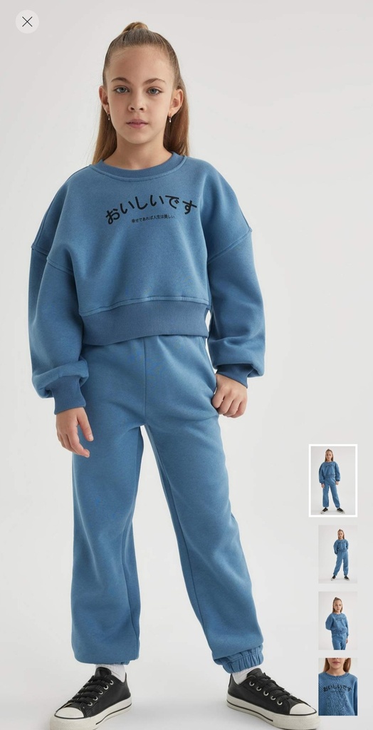 طقم بناتي سويت شيرت وسويت بانتس - قطعتين