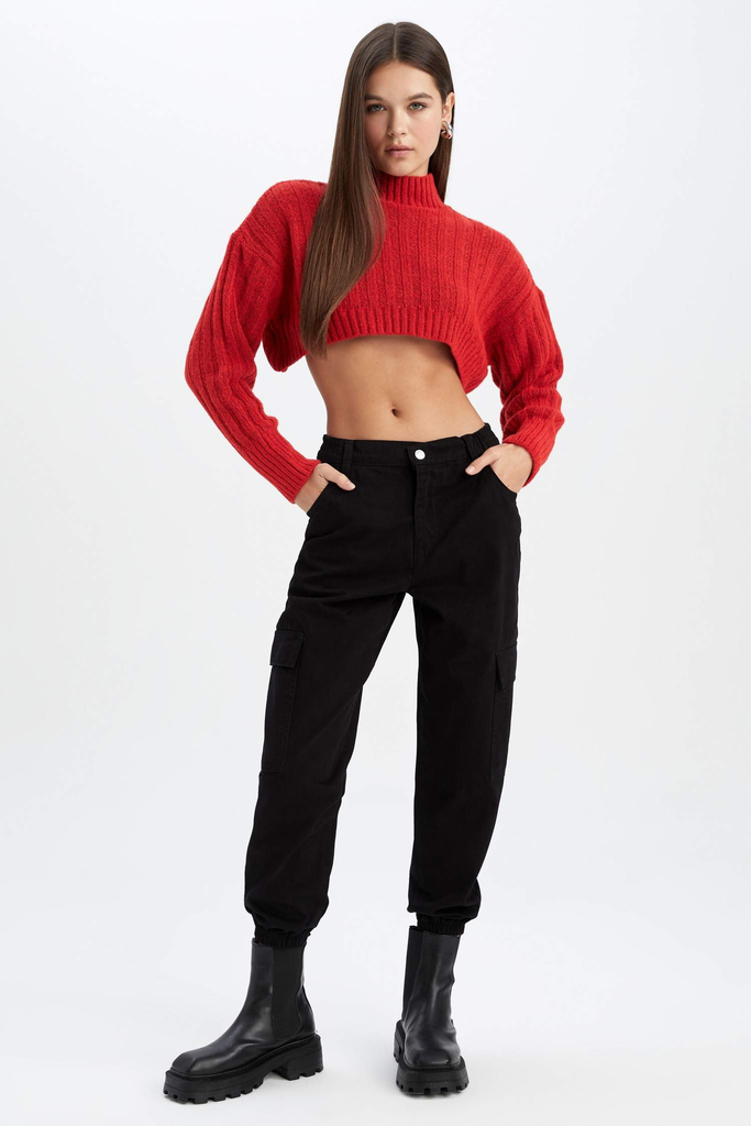 بنطلون جبردين كارجو اسود باستيك