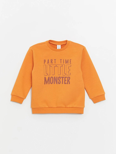 [W3HG11Z1 - GE5] سويت شيرت صبياني مطبوع بأكمام طويلة وقبة دائرية