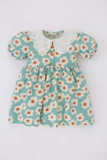 [A0391A5TR381] فستان فلورال تول نص كم *