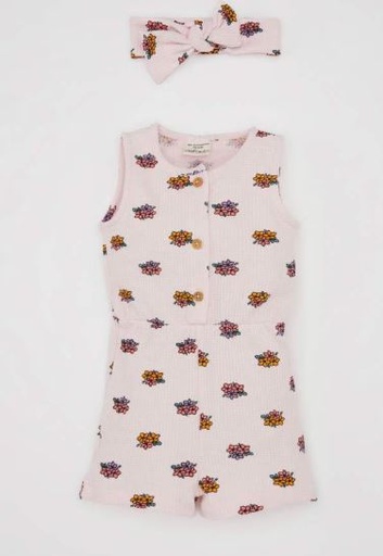 طقم بيبي بناتي جمبسوت فلورال وبندانا - قطعتين *