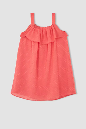 فستان بناتي بحمالات احمر *